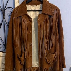 Brown Suede Fringe Women's western Jacket